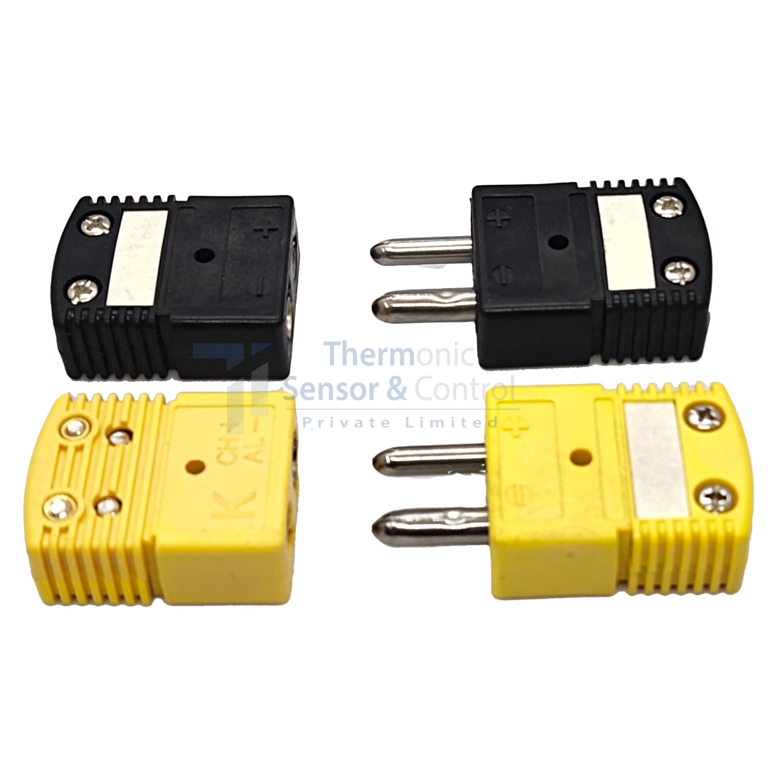 "Miniature Flat Pin Thermocouple and RTD Connector for Precise Temperature Measurement"
