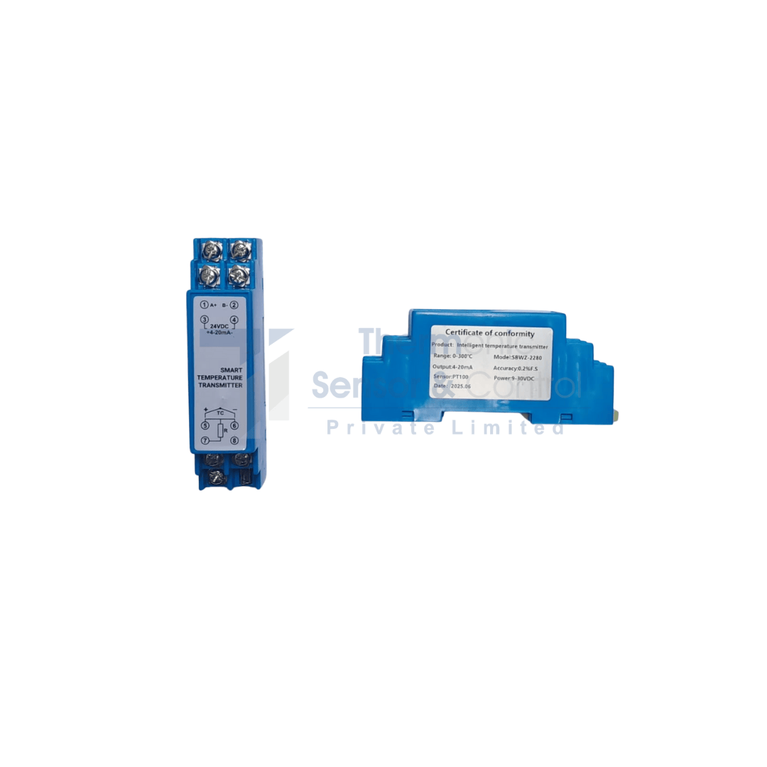 "High-Precision DIN Rail-Mounted Temperature Transmitter for Industrial Monitoring"