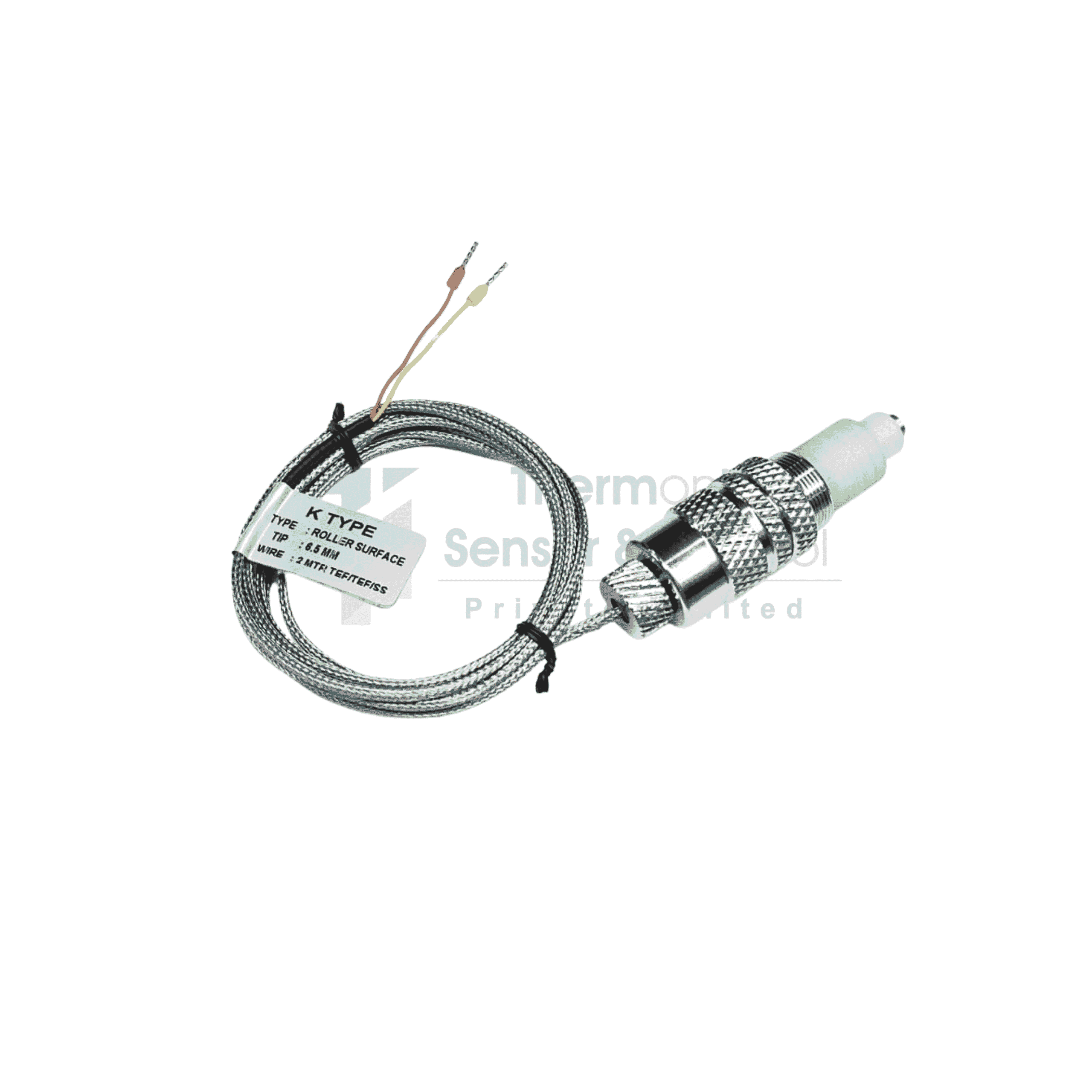 K-Type roller surface thermocouple for accurate surface temperature measurement.